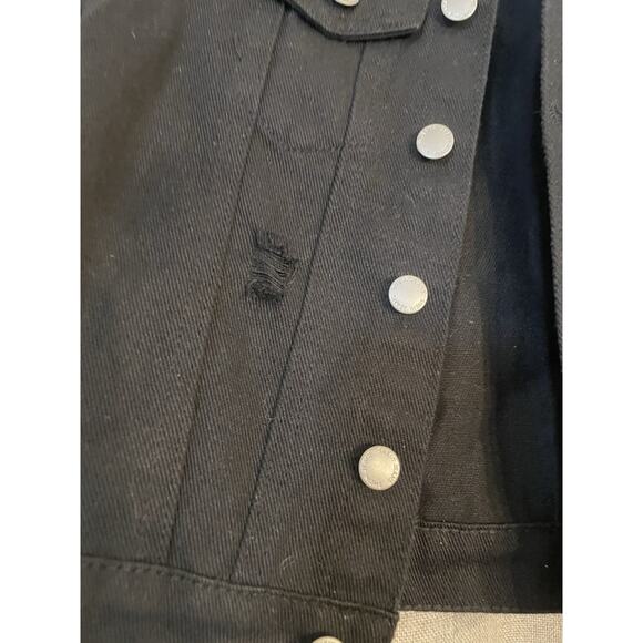 Shein Kids Black Button Up Stressed Denim Jacket Unisex Kids Size 5T - Picture 2 of 4